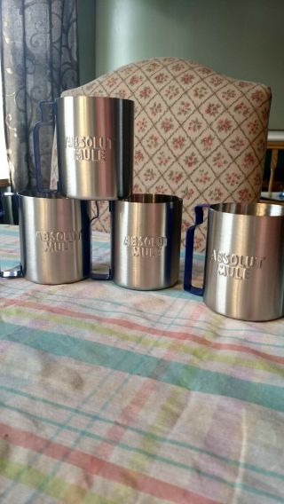 Absolute Vodka Moscow Mule Mug Blue Handle Stainless Cup