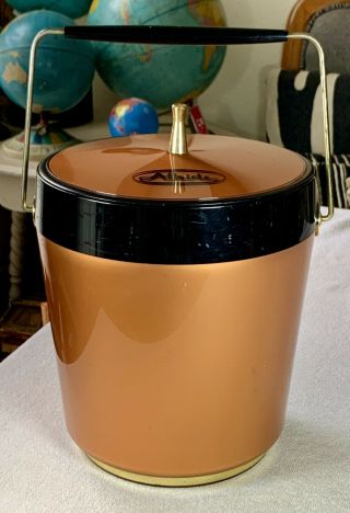 Vintage Alside Ice Bucket - Insulated Gold & Black Mid - Century Ice Bucket