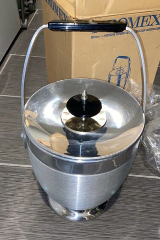 Vintage Kromex Ice Bucket Mid Century Modern Sputnik Atomic Age Retro Aluminum