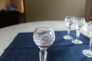 4 Vintage Hand Cut Crystal Shot Cordial Glasses Hungary 3