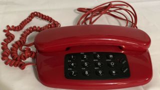 Vtg Radio Shack Ruby Red Home Desk Fashion Phone Telephone Land Line Push Button