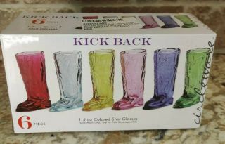 Circleware Kickback Cowboy Boot Shot Glasses,  Set Of 6,  1.  5 Oz.  Multicolored