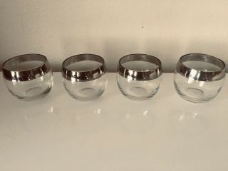 Whiskey Glasses With Silver Rim Set Of (4) 8 Oz.