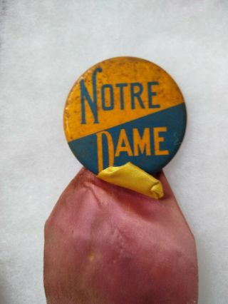 1950s Notre Dame Irish Football Ribbon Pin and Gold Home of the Fighting Irish 2