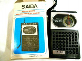 Vintage Saiba Solid Stare Am/fm Pocket Radio Model S - 2183