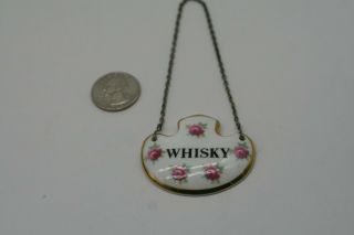 Royal Adderley Floral Bone China England Whisky Decanter Label Tag A12