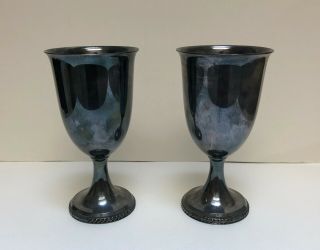 Set Of 2 Reed & Barton 4090 Silverplate Water Or Wine Goblets