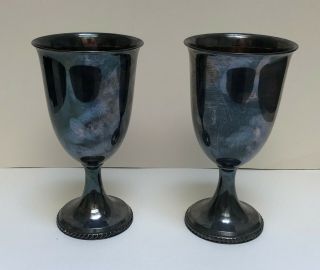 Set of 2 Reed & Barton 4090 Silverplate Water or Wine Goblets 3