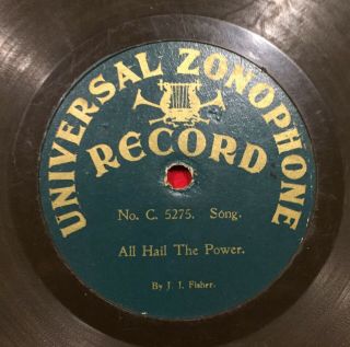 Universal Zonophone 9 " 1 Sided 78 Rpm Phonograph Record