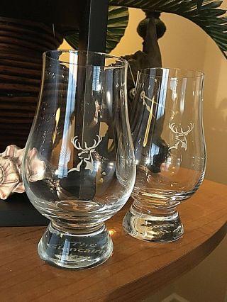 Set Of (2) 6 Oz Crystal Glencairn Glasses/tumblers With Elk Head