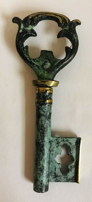 Antique Vintage Bronze Key Hidden Corkscrew Wine Bottle Opener 5.  5”Long 3