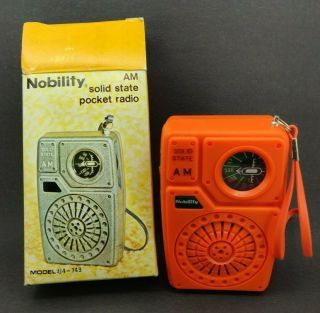 Vintage Nobility Solid State Pocket / Portable Radio Transistor Model U4 - 749