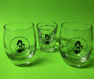 Set Of 3 Vintage Playboy Club 2 Whiskey Glasses And 1 Shot Glass