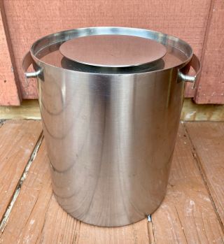 Modernist Stelton Denmark Stainless Steel Ice Bucket,  Designed By Arne Jacobsen