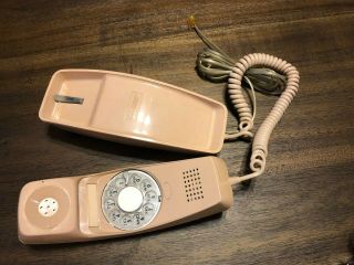 Gte Automatic Electric Trimline Rotary Dial Telephone Desk Phone Tan Beige Vtg