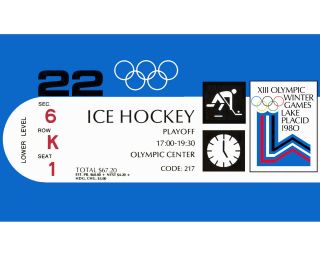 1980 Olympics Miracle On Ice Gameticket (us Vs Ussr) - 8 " X10 " Color Photo
