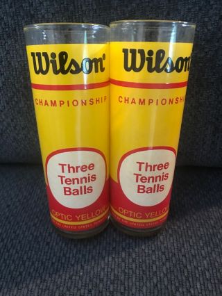 Set Of 2 Vintage Wilson Tennis Championship Ball Can Glasses Barware
