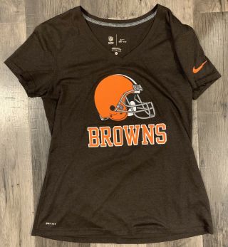 Nike Dri - Fit Cleveland Browns V - Neck T - Shirt Womens Size Medium