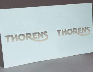 Silver Thorens Logo For Portable Gramophone Phonograph Water Slide Decal
