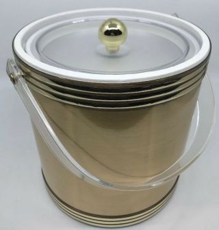 Vintage Georges Briard ? Ice Bucket Gold Vinyl Mid Century Modern Made In Usa