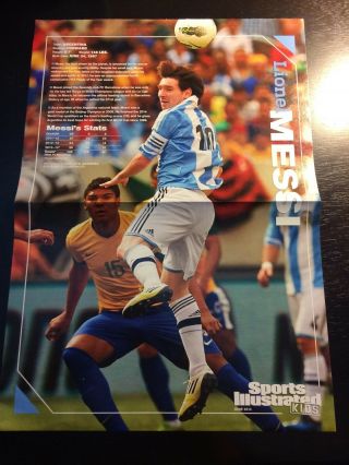 2014 Sports Illustrated Si Kids Soccer Poster Lionel Messi Barelona Fc