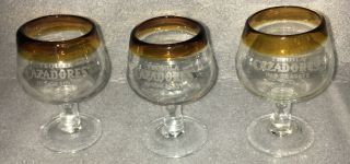 3 Tequila Cazadores 100 De Agave Logo Double Shot Glass Snifters Brown & Clear.
