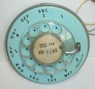 - - Vintage Blue Western Electric Telephone Rotary Dial 7C - 50 7 - 59 3