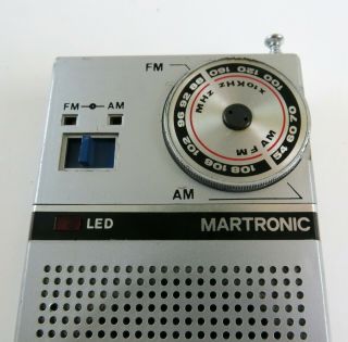 Vintage Martronic Transistor Battery Powered AM/FM Radio w/Clear Case, 2