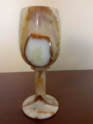 Handcrafted Natural Onyx Marble Stone Wine Goblet Stands 7.  5 " Tall