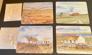 Vintage Whitecliff Melamine Table Mats 4 Set Country Cottage Made In Ireland. 2