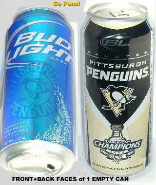 2009 Pittsburgh Penguin Stanley Cup Champ Nhl Ice Hockey Bud Lite Sport Beer Can