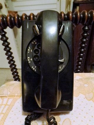 Vintage Bell System Western Electric Black Rotary Dial Wall Phone A/b 554 1 - 60