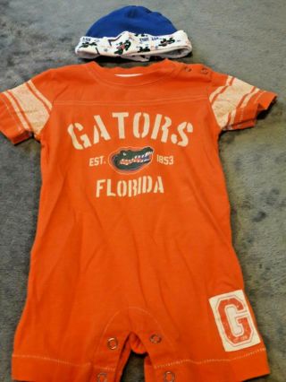 6 Month Florida Baby Gator One Piece Romper And Gator Baby Hat 0 - 6 Months