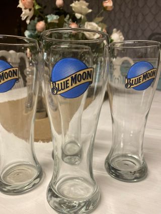 Set Of 4 Blue Moon Signature Wheat Beer Glasses - 16 Ounces