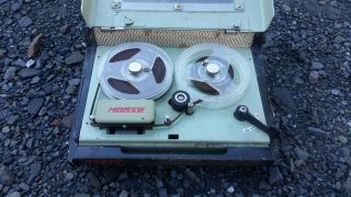 Old Vintage Japanese Morse Battery Portable Audio Tape Recorder & Mic