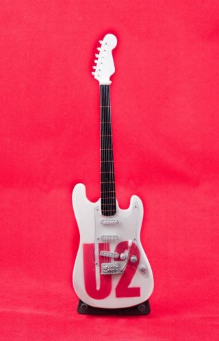 Miniature Guitar U2 Guitar On Stand.  Includes Case