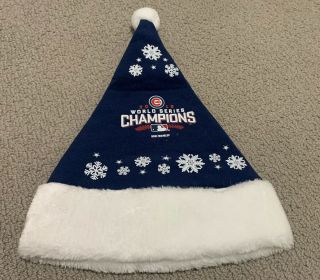 Chicago Cubs 2016 World Series Champions Mlb Christmas Holiday Pom Santa Hat Cap