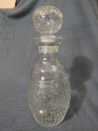 Vintage Clear Glass Wine,  Liquor Decanter With Stopper,  Barware.  Man Cave