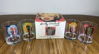 Block Vintage Andy Warhol Marilyn Monroe Lowball Rock Glass Set of 4 2