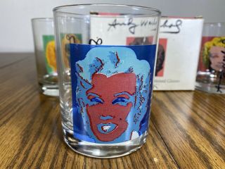 Block Vintage Andy Warhol Marilyn Monroe Lowball Rock Glass Set of 4 3