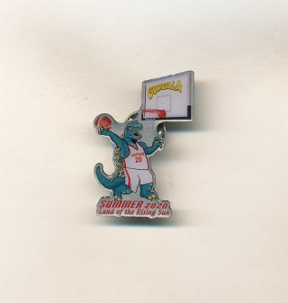 Godzilla Dunking Basketball Tokyo 2020 Olympic Dinosaur Pin