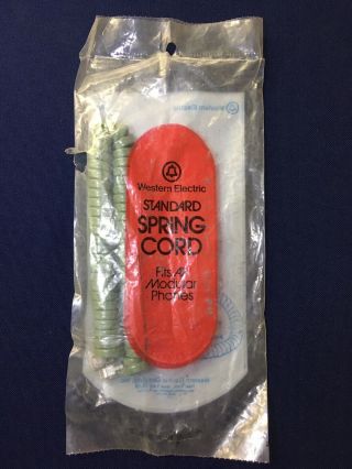 Vintage Western Electric Green Telephone Handset Spring Cord In Bag