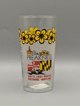 2001 Preakness Stakes 126th Pimlico Souvenir Glass Triple Crown Horse Racing