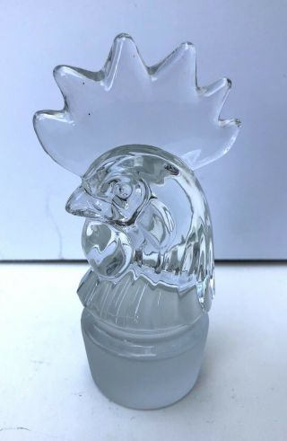 Cast Glass Or Lead Crystal Rooster Head Bottle Stopper