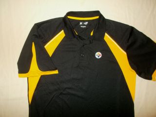 Nfl Pittsburgh Steelers Short Sleeve Black Polo Shirt Mens Large Cond.