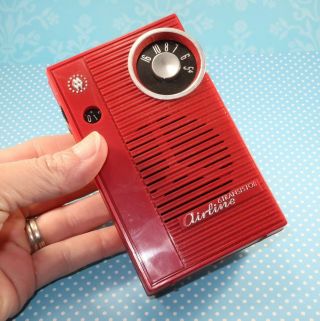 Vintage Red Airline 6 Transistor Radio Mw Montgomery Ward Taiwan 9 Volt