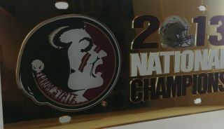 Florida State Seminoles 2013 National Champions License Plate Gold Pre - Owned