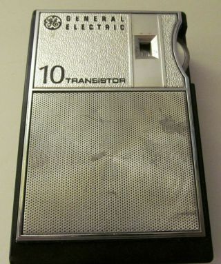 Vintage General Electric Ge 10 Transistor Radio Black/chrome P1700a/1701a