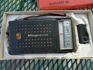 Vtg Magnavox Safari All Transistor Portable Radio Model Am 64 Box Parts
