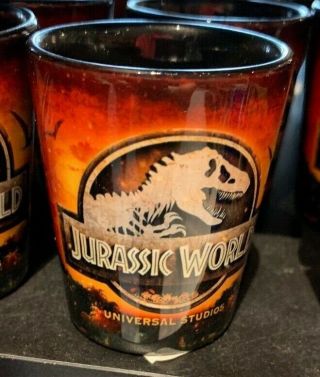 Universal Studios Jurassic World Entrance Gate Raptor T - Rex Shot Glass